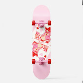 Queen of Hearts skateboard roze