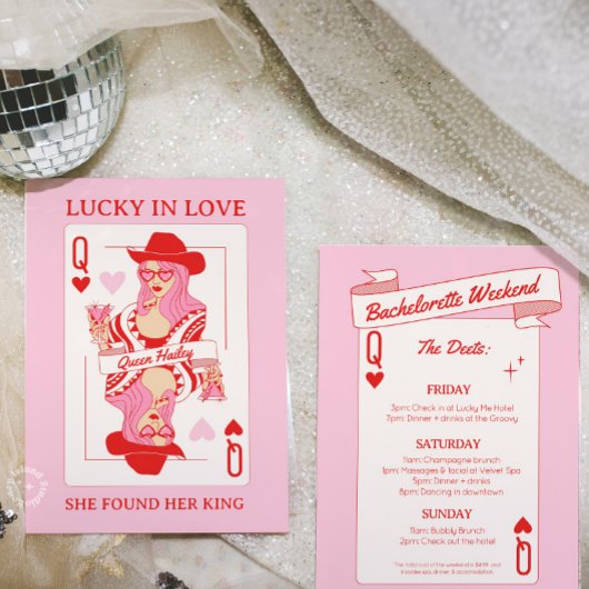 Queen of Hearts speelkaarten Bachelorette Uitnodig Kaart
