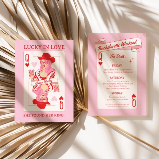 Queen of Hearts speelkaarten Bachelorette Uitnodig Kaart