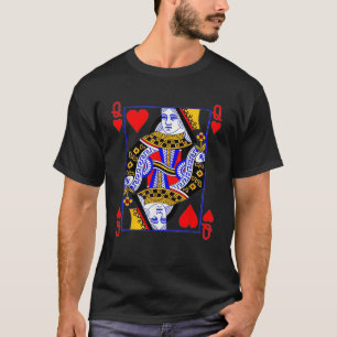 Queen of Hearts Spelen Kaart Poker Kaart Kostuum T T-shirt