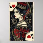  Queen of Hearts Spelen Kaart Poster (Voorkant)