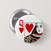 Queen of Hearts spelen Kaart Ronde Button 5,7 Cm (Voorkant /achterkant)