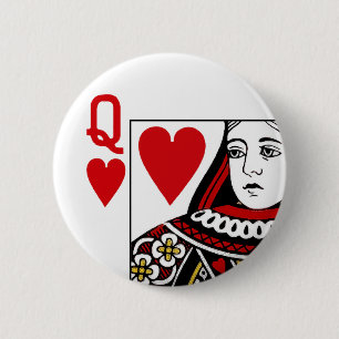 Queen of Hearts spelen Kaart Ronde Button 5,7 Cm