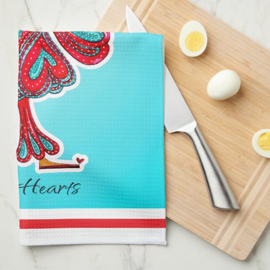 Queen of Hearts  Theedoek (Quarter Fold)