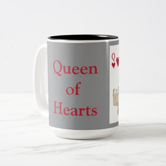 Queen of Hearts Tweekleurige Koffiemok (Voorkant links)