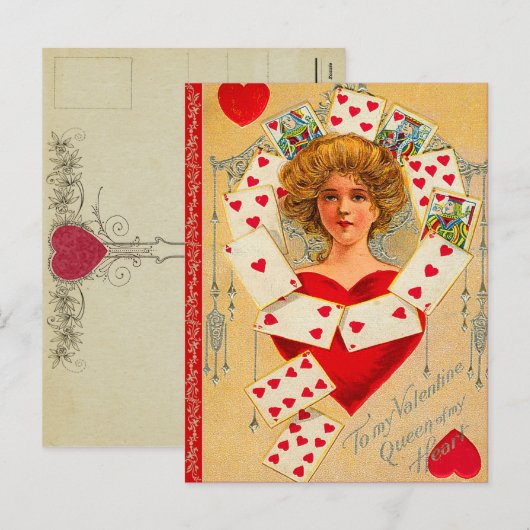 Queen of Hearts Valentijn Briefkaart (Voorkant / Achterkant)