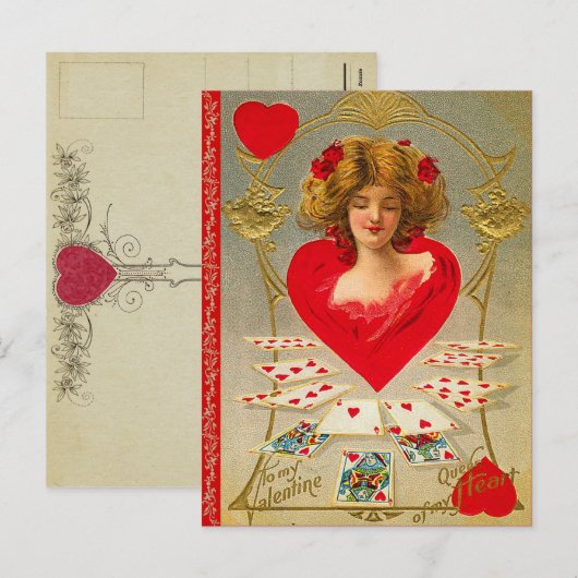 Queen of Hearts Valentijn Briefkaart (Voorkant / Achterkant)