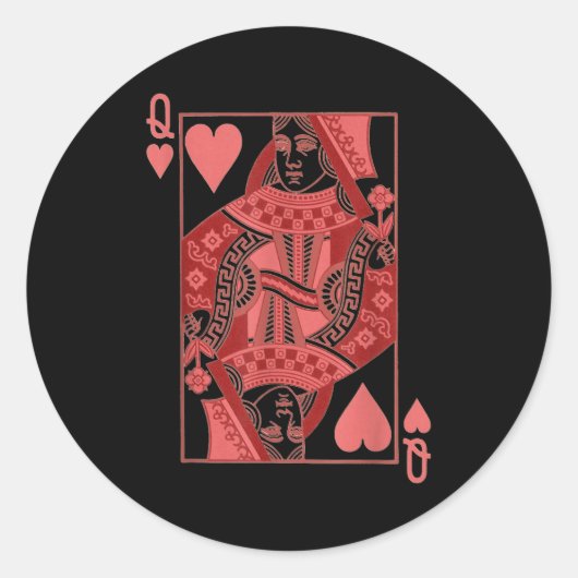 Queen Of Hearts Valentines Day Cool V-day Couple M Ronde Sticker (Voorkant)