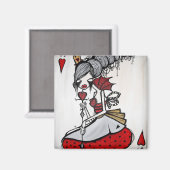 "Queen of Hearts" vierkante magneet (Voorkant / Achterkant)