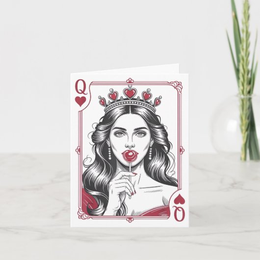 Queen Of Hearts Women Vintage Valentines Day  Kaart (Voorkant)
