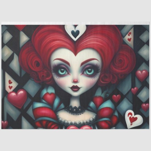 Queen of Hearts Wonderland Decoupage Tissue Papier (Voorkant)