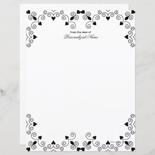 Queen of Hearts - Zwart Ongevoerd Papieren Blad (Voorkant / Achterkant)