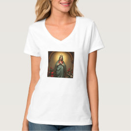Queen of Heaven Catholic Women's V-Neck Tee T-shirt