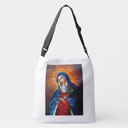 Queen of Heaven Origineel schilderij gerestaureerd Crossbody Tas (Achterkant)