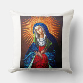 Queen of Heaven Origineel schilderij gerestaureerd Kussen