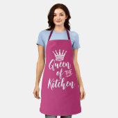 Queen of Kitchen Schort, Roze gepersonaliseerde mo Schort (Gedragen)