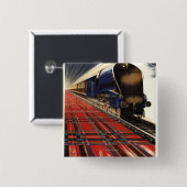 Queen of Scots Pullman Train Vierkante Button 5,1 Cm (Voorkant /achterkant)