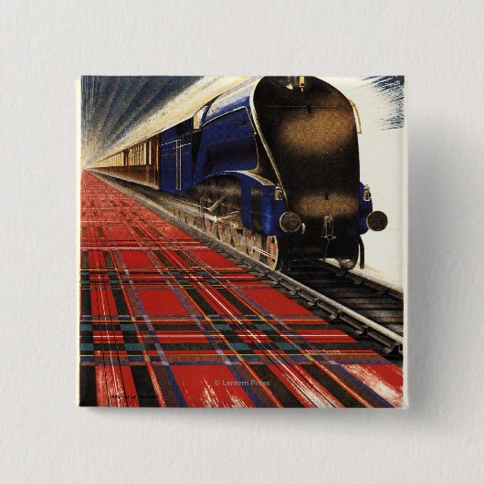 Queen of Scots Pullman Train Vierkante Button 5,1 Cm (Voorkant)