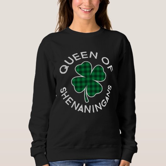 Queen Of Shenanigans Plaid Lucky C St Patrick's Da Trui (Voorkant)