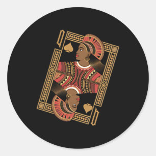 Queen of Spades Poker Kaart Afro Amerikaans Zwart Ronde Sticker
