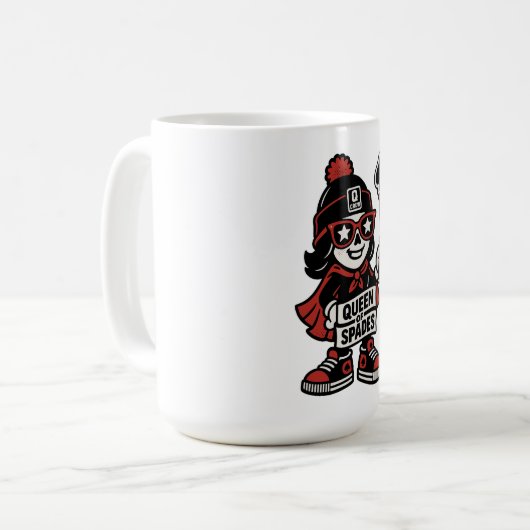 Queen of Spades Street Mascot — Pro Grind Edition Koffiemok (Voorkant links)