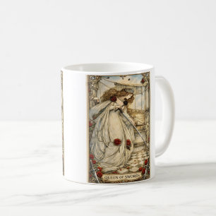 Queen of Swords Tarotkaart Art Nouveau Vintage  Koffiemok