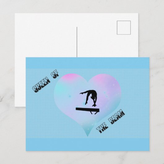 Queen of the Beam Gymnastiek Briefkaart Blauw (Voorkant / Achterkant)