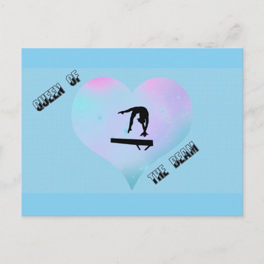 Queen of the Beam Gymnastiek Briefkaart Blauw (Voorkant)
