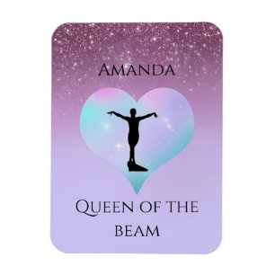 Queen of the Beam Gymnastiek Paarse Ombre Glitter Magneet