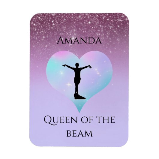 Queen of the Beam Gymnastiek Paarse Ombre Glitter Magneet (Verticaal)