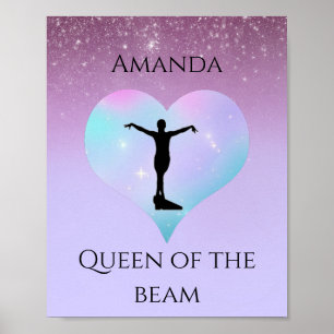 Queen of the Beam Gymnastiek Paarse Ombre Glitter Poster