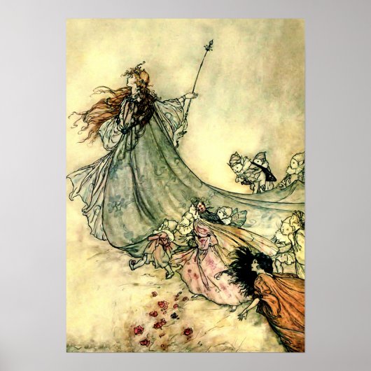 "Queen of the Fairies" van Arthur Rackham Poster (Voorkant)
