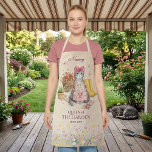 Queen Of The Garden Personalized Cute Cat Apron  Schort<br><div class="desc">Queen Of The Garden Personalized Cute Cat Apron This charming “Queen of the Garden” personalized apron is perfect for anyone who loves gardening, flowers, and cats. The apron features a soft ivory and beige background with a whimsical watercolor illustration in the center. At the top, you can personalize the apron...</div>