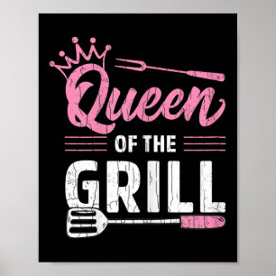 Queen of the Grill Grappig BBQ Barbeque Gegrild Vl Poster