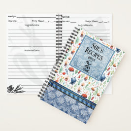 Queen of the Grill Recepten kleurrijk denim, kant Notitieboek