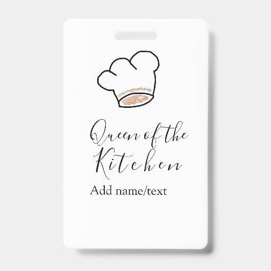 Queen of the kitchen chef cooking add name crown  badge (Voorkant)
