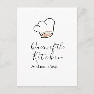 Queen of the kitchen chef cooking add name crown  briefkaart