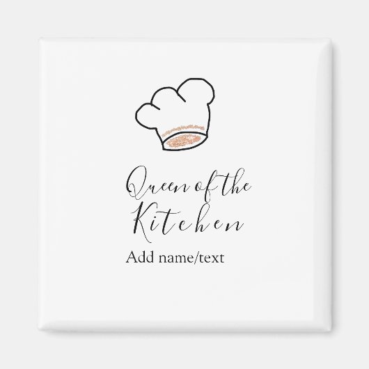 Queen of the kitchen chef cooking add name crown magneet (Voorkant)