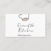 Queen of the kitchen chef cooking add name crown  visitekaartje (Achterkant)