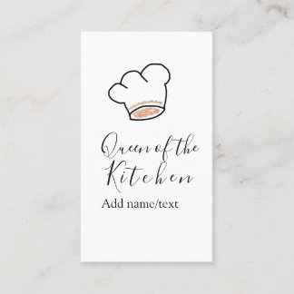 Queen of the kitchen chef cooking add name crown  visitekaartje
