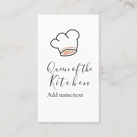 Queen of the kitchen chef cooking add name crown  visitekaartje (Voorkant)
