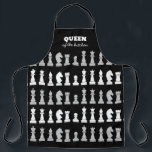 Queen of the Kitchen Chess Zwart Wit Patroon Ap Schort<br><div class="desc">Klassiek zwart-wit schaakvrouwenschaakspel voor schaakliefhebbers,  met schakers in een geometrisch schort. Modern schaakstukken ontwerp</div>