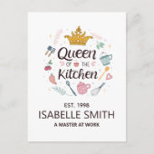 Queen of the Kitchen Custom Name Design Feestdagenkaart (Voorkant)