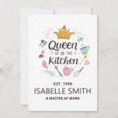 Queen of the Kitchen Custom Name Design Feestdagenkaart (Voorkant)