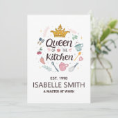 Queen of the Kitchen Custom Name Design Feestdagenkaart (Staand voorkant)
