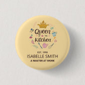 Queen of the Kitchen Custom Name Design Ronde Button 3,2 Cm (Voorkant)