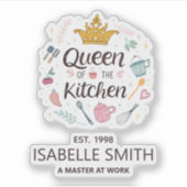 Queen of the Kitchen Custom Name Design Sticker (Voorkant)