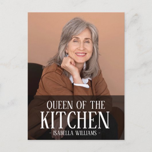 Queen of the Kitchen Editable Photo Name Design Briefkaart (Voorkant)