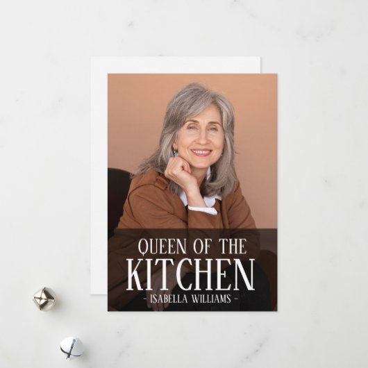 Queen of the Kitchen Editable Photo Name Design Feestdagenkaart (Voorkant / Achterkant in situ)