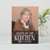 Queen of the Kitchen Editable Photo Name Design Feestdagenkaart (Staand voorkant)